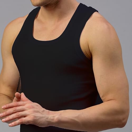 Image of sporto Macho Men's Vest | 100% Combed Cotton | U Neck Sleeveless Innerwear | Soft Hand Feel Comfort Fit | Good Absorbency | Everyday Wear | Color May Vary (Pack of 3)
