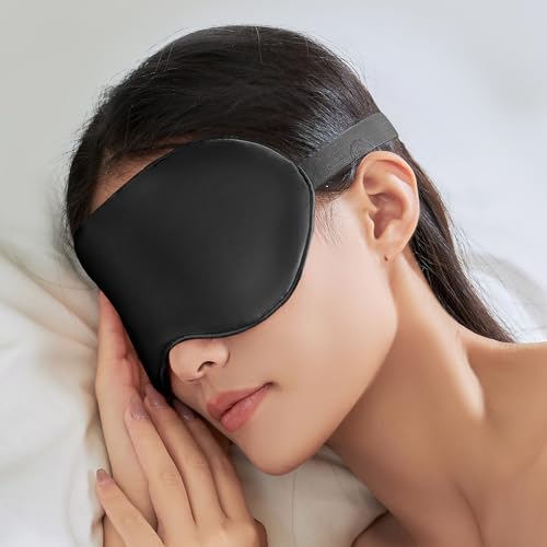 良質セイカツ アイマスク 睡眠用 竹繊維 抗菌 軽量 高遮光率 安眠 睡眠の質を上げるグッズ 快眠グッズ 柔らかい 眼精疲労 目隠し 旅行 フリーサイズ サイズ調整可能 男女兼用(黒)