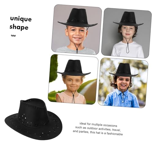 Boys Girls Boys and Girls Cowboy Hat Uv Protection Felt Hat for Craft Party Western Cap Black3