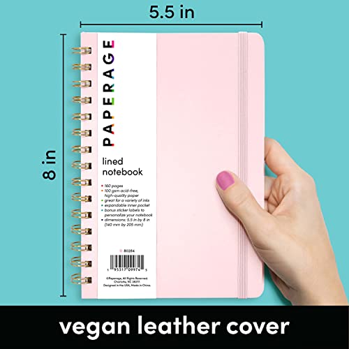 PAPERAGE Lined Spiral Journal Notebook, (Blush), 160 Pages, Medium 5.5 inches x 8 inches - 100 GSM Thick Paper, Hardcover, Double-Wire Spiral Journal & Notebook - Image 3