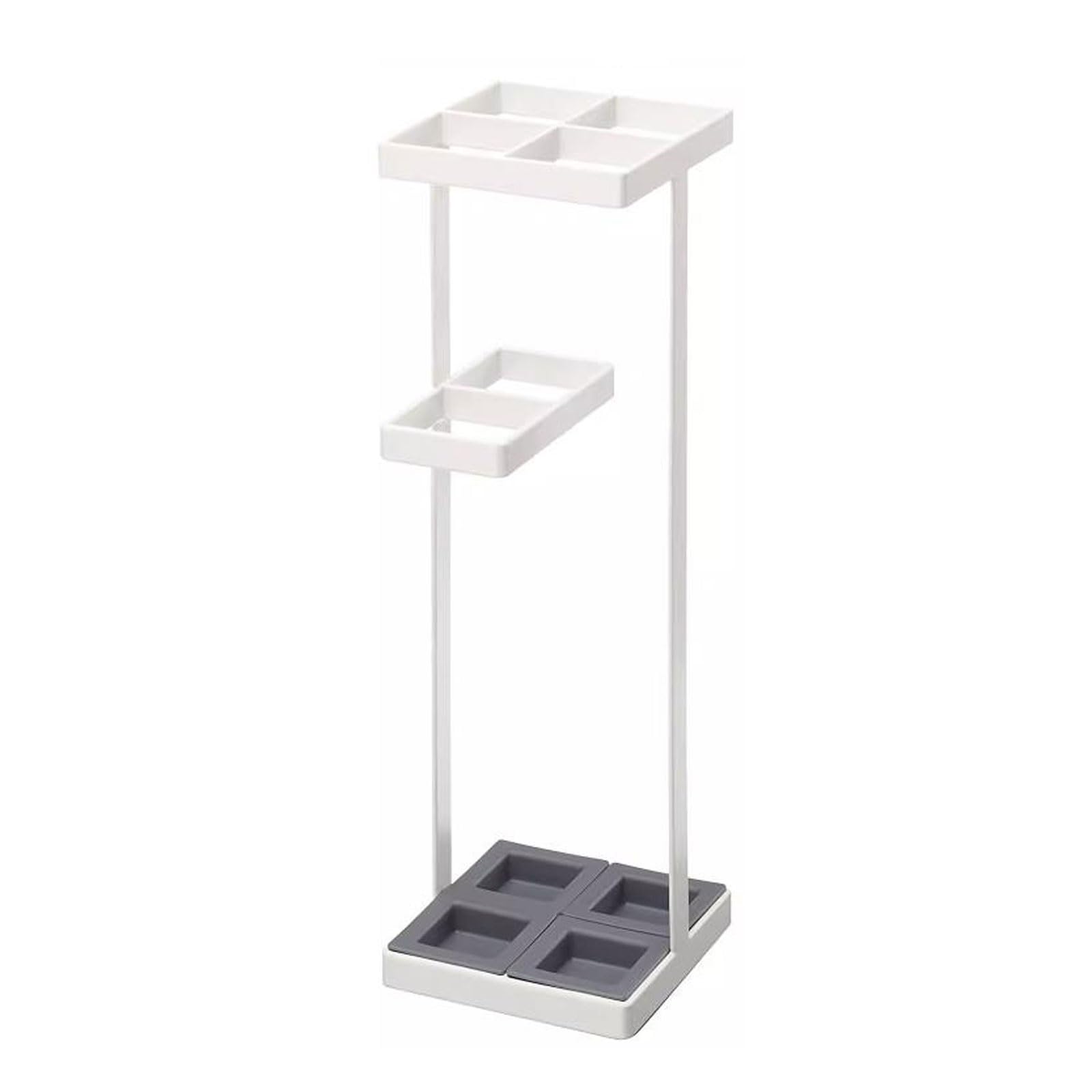 Lizhuzhuzs28 Freestanding Modern Metal Freestanding Large & Small Umbrella Holder Stand Storage Rack, Household Creative Shelf with Movable Drip Tray Office(White)