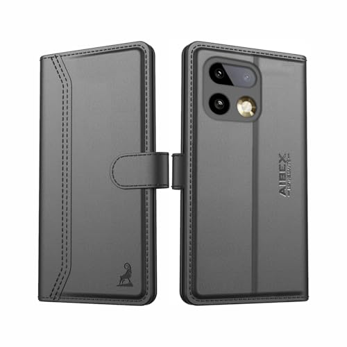 Image of AIBEX Compatible for Realme 16 Pro Plus 5G Flip Cover Leather Finish | Inside TPU with Card Pockets | Wallet Stand | Complete Protection Flip Case Black
