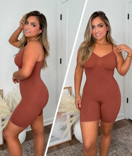 Image of SHAPERX Shapewear for Women Tummy Control Bodysuit Mid Thigh Body Shaper Shorts for a Lifted Look