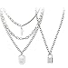 Price comparison product image Holylove Eboy Chain Necklace - Statement Lock Pendant Necklace Sliver Set Egirl Long Multilayer Chains Punk Choker 2 Piece for Men Women- HLN102 Silver Set