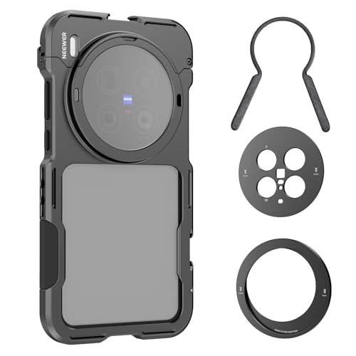 Image of NEEWER X200 Ultra Phone Cage, Quick Release Video Rig Stabilizer for Vlogging Filming Recording with 67mm Filter Ring 17mm Lens Backplate Filter Wrench Compatible with VIVO X200 Ultra, PA146 (Black)