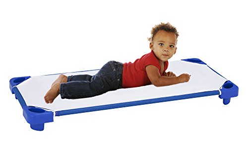 Sprogs Heavy Duty Childrens Standard 52"L Stackable Daycare Cots For Preschool Kids Sleeping, Resting, And Naptime, Spg-021-5, Blue (Pack Of 6) #TOP5