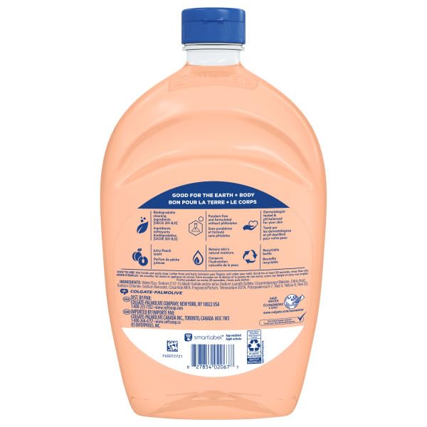 Image of Softsoap Juicy Peach Liquid Hand Soap, Kitchen and Bathroom Hand Soap, Rich Fruity Scent, 50 fl oz Refill Bottle (Pack of 2)