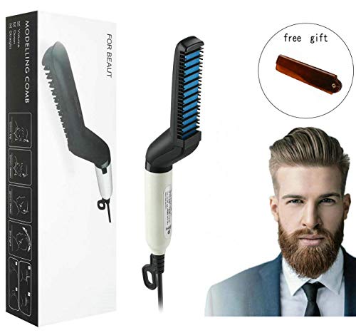 BEATTYMAMA Electric Hair Comb For Men, Electric Beard Straightener Comb Multifunctional Quick Curling Curler Straightener Comb For Men and Women