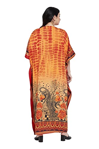 Image of Women Plus Size Kaftan Kimono Loose Maxi Summer Dresses for Women | 3 /4 Sleeve Casual Lounge Dress Boho, V Neck, Side Slit Hem, Beach Vacation Swimwear, Mumu Nightgown & Beach Cover Up