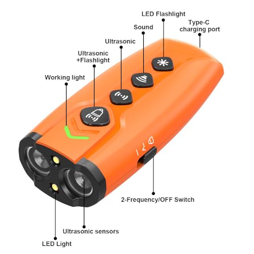 Image of Dog Bark Deterrent Devices Rechargeable Anti-Barking Device for Dogs with 3X Ultrasonic Barking Control & Behaviour Correct Feature Better Than Dog Training Collars or Shock Collars (Black & Orange)