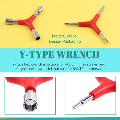 Cimeton 9Pcs Bicycle Spoke Wrench Bike Spoke Tool Set, Including 8 Cut Open Bicycle Spoke Wrench Bicycle Spoke Wrench Double-Headed Bike Spoke Wrench Y-Type Hex Wrench Valve Stem Core And Tire Lever #TOP3