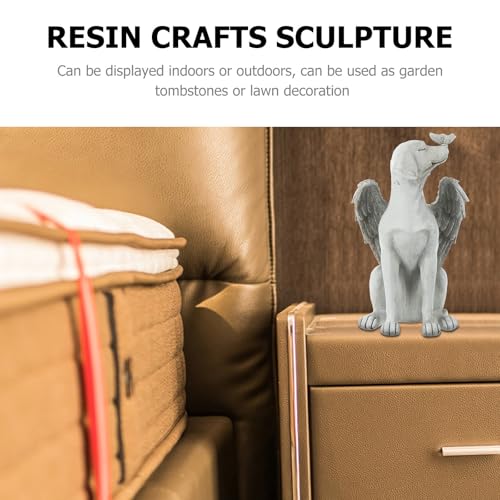 Piedras conmemorativas para perros Housoutil de resina con figura de ángel para jardín 4