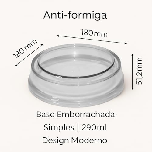 Comedouro Anti Formiga Pet 290ml Com Base Antiderrapante Transparente Resistente