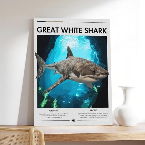 Poster requin pour habiller un mur vide de chambre ou de bureau 61x91 cm - 7