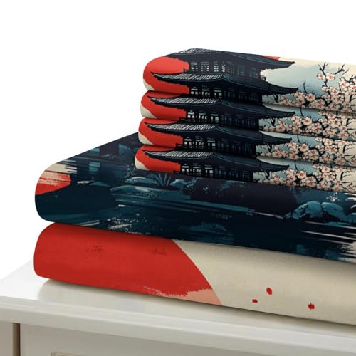 Parure de lit temple japonais anti-plis en microfibre douce - 7