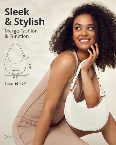 Image of Vantamo Crescent Bags For Women with RFID Protection, Half Moon Clutch Purses for Women with Anti-Theft Clip for Extra Safety