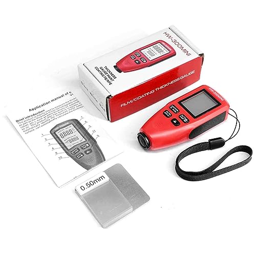 Medidor de Espesor de Recubrimiento para Automóvil Bloepum, Portátil, 0-2000 μm, Pantalla LCD con Retroiluminación, Apagado Automático, Rojo miniatura 3