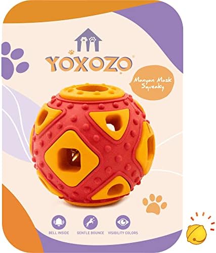 Dog Ball Toy, Jingle Bell Inside for Gift, Rubber Squeaky Toy, Interactive Smart Ball with Holes, Ideal for Puppies, Small, Medium and Blind Dogs, 2.5 Inch (RED Orange)
