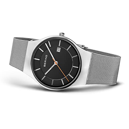 BERING Hombre Análoga Cuarzo Reloj de pulsera de colección con Acero inoxidable Pulsera und Cristal de zafiro, Gris/Gris