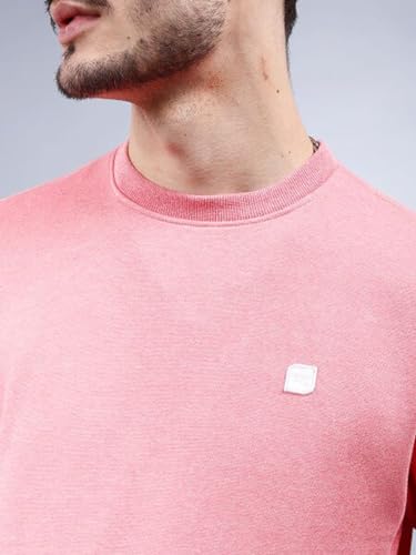Image of The Indian Garage Co Pink Regular Fit Self Design Overhead Crewneck Sweatshirt