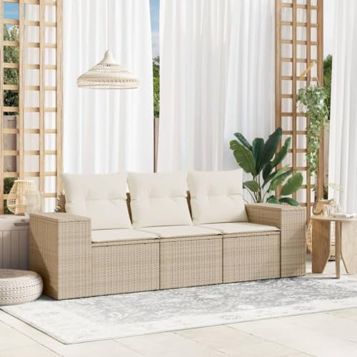 Générique Salon de Jardin avec Coussins 3 pcs Beige résine tressée,Salons de Jardin,3254595