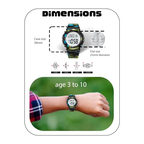Image of SPIKY Round Digital Sports Watch for Kids | Military, Camouflage Design | Multifunctional & Luminous Display | 30M Water Resistant | Best Birthday Gift Wrist Watches for Boys & Girls | Age 2-12 Years