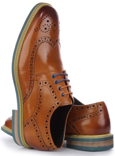 James Men's Lace Up Leather Brogue Shoes with Colored Sole4