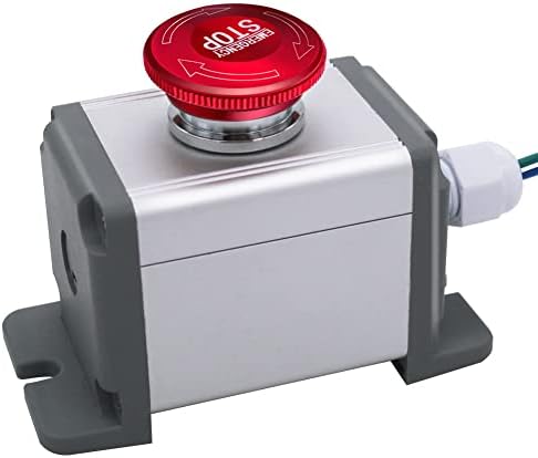 mxuteuk 22mm Stainless Steel Metal Latching Emergency Stop Push Button Switch 12-220V 3A 1NO 1NC Switch Station Box with Connection Plug, 1 Year Warranty MXU-DT-JH