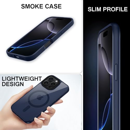 Image of iPhone 16 pro Magsafe Hard Back Case | Matte Design & 360 Protection | Military-Grade Apple iPhone 16 pro Cover | Strong Magnet Back - Blue