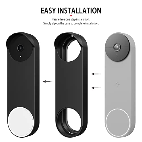 Image of Silicone Case for Google Nest Hello Doorbell (Battery) Cover - Weatherproof Protective Silicone Doorbell Skin Case (Black)