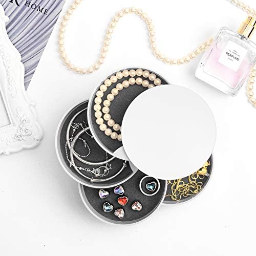 Jewelry Organizer, Small Jewelry Box Earring Holder for Women, Jewelry Storage Box 4-Layer Rotatable Jewelry Accessory Storage Tray with Lid