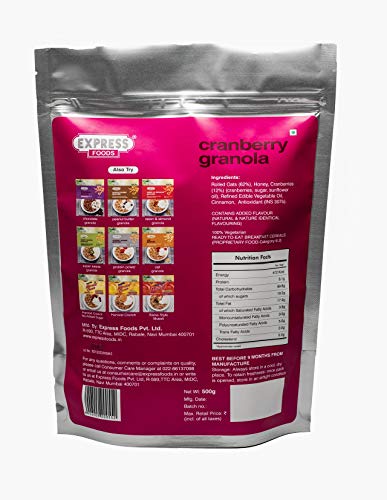 Image of Express Foods Cranberry Granola, 500g (Pack of 3)