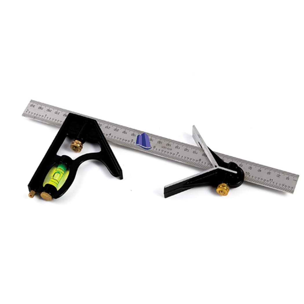 Royal ApexCombination Square Tool, High Precision Stainless Steel Scale Right Angle Measurement Combo Square Metric with Bubble Level, 300mm / 12 Inch