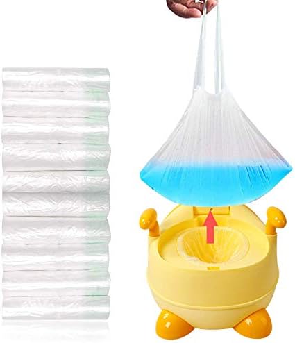 100 Pack Portable Travel Universal Potty Chair Liners with Drawstring Training Toilet Seat Potty Bags Cleaning Bag for Kids Toddlers Adults Pets Outdoors (42 x 24 cm)
