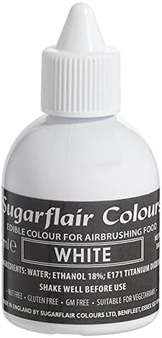 Sugarflair White Edible Airbrush Colour - Edible Food Colouring Airbrush Paint for Cakes, Cupcakes, Icing and Cake Decorations - 60ml