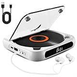 HomeVortex Tragbarer Player, mit Hi-Fi-Sound, wiederaufladbarer Akku, kabellose und kabelgebundene Wiedergabe, kompakt, leicht, für Zuhause, Reisen, Auto (weiß)