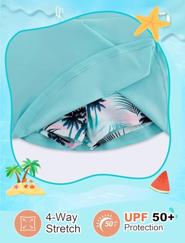 Image of Girls Swimsuit Long Sleeve Swim Shirt 3 Piece Rash Guard for Girls Bathing Suit with Boyshorts