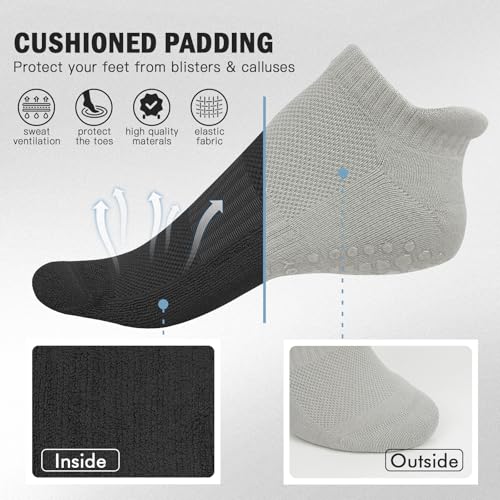 FuelMeFoot Men's Non Slip Yoga Socks with Grips Anti Slip Socks with Cushion for Hospital, Pilates, Fitness Grippy Socks4