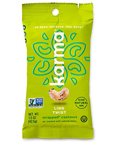 Karma Nuts Lime Twist Cashews | 12, 1.5 Ounce Snack Packs | Whole, Roasted, Wrapped, Keto Friendly, Vegan, Non Gmo, Gluten Free, No Added Sugar, Low Net Carb, Natural, Healthy, Everyday Snack - image 1