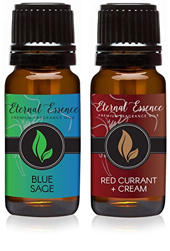 Image of Eternal Essence Oils 2 Pack 10ml Premium Fragrance Oil - Blue Sage & Red Currant & Cream - for Candle, Soap Making, Aromatherapy, Diffusers, Home Care, & Humidifiers