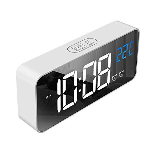 Alarma reloj digital snooze con brillo ajustable y batería para mesa de escritorio 4