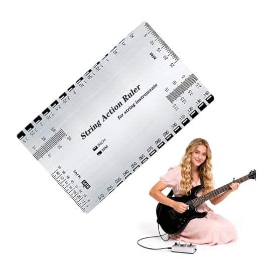 YAZWUR Herramienta de Medición para Guitarras, Regla de Cuerdas y Altura, Medidor de Diapasón, Herramienta de Ajuste para Guitarras Eléctricas, Acústicas y Bajos