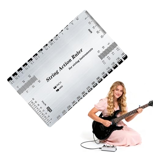 YAZWUR Strumento di Misurazione per Chitarra Righello per Corde e Tastiera Misuratore di Altezza Corde Righello Gauge per Basso Chitarre Acustiche e Elettriche Strumento di Riparazione