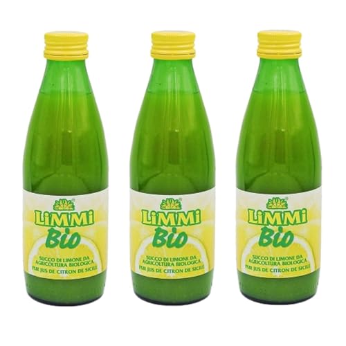 Limmi Lotto di 3 x succo di limone biologico – bottiglia 250 ml