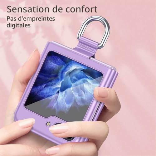 BORYA Coque pour Samsung Galaxy Z Flip5 (Flip 5) 5G, Très Mince Antichoc Premium PC Housse, Pliable Mat Soyeux Anti-Rayures Anti-Chute Élégant Simple Étui avec 360°Anneau, Noir – vue 5