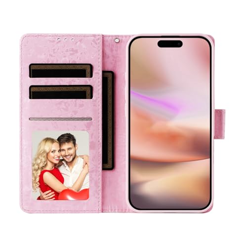 Housse iPhone 16 Plus portefeuille à fleurs idéale pour vos sorties et voyages