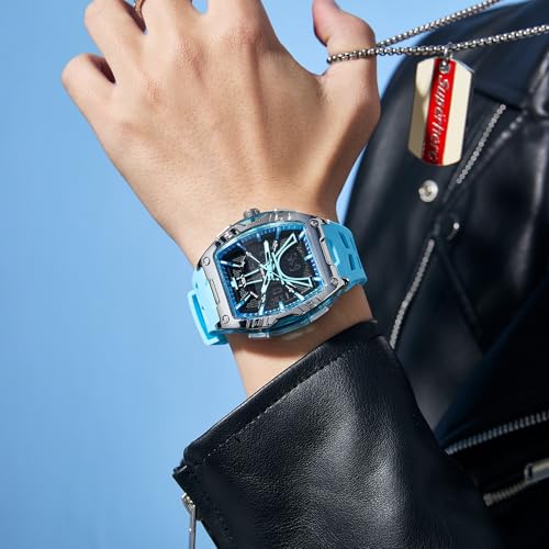 Image of V2A Impact 48mm Analog Digital Watch for Men | 3D Tower Dial Design | Alarm Stopwatch Day Date 12 /24 Hr | TPU Strap | 50M Water Resistant | Gift for Mens
