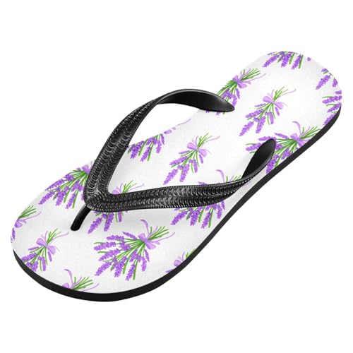 Sinestour Lavender White Flip Flops for Beach Thong Sandals Anti-slip Lightweight Beach Slippers for Summer Travel Swim2