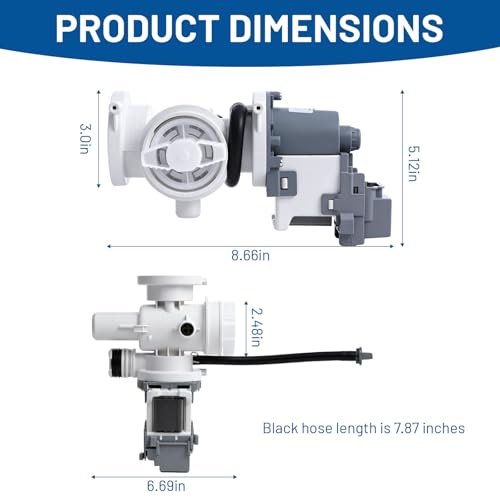 Image of Washer Drain Pump Assembly for Samsung WF45M5500AP WF45M5500AW WF45N5300AV WF45A6400AW WF45N5300AW WF45R6100AC WF45R6100AP WF45R6100AW WF45R6300AV WF45R6300AW WF45T6200AW WF50A8600AE Models