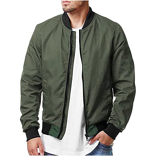 NUSGEAR 2023 Chaqueta Hombre Otoño Invierno Abrigo Moda Casual Suelto béisbol Chaqueta ligero bomber cremallera Cardigan sudadera Informal Outwear color sólido Clásico Tops Talla grande Jacket